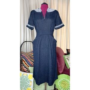 50s Angora Trim Wiggle Dress
